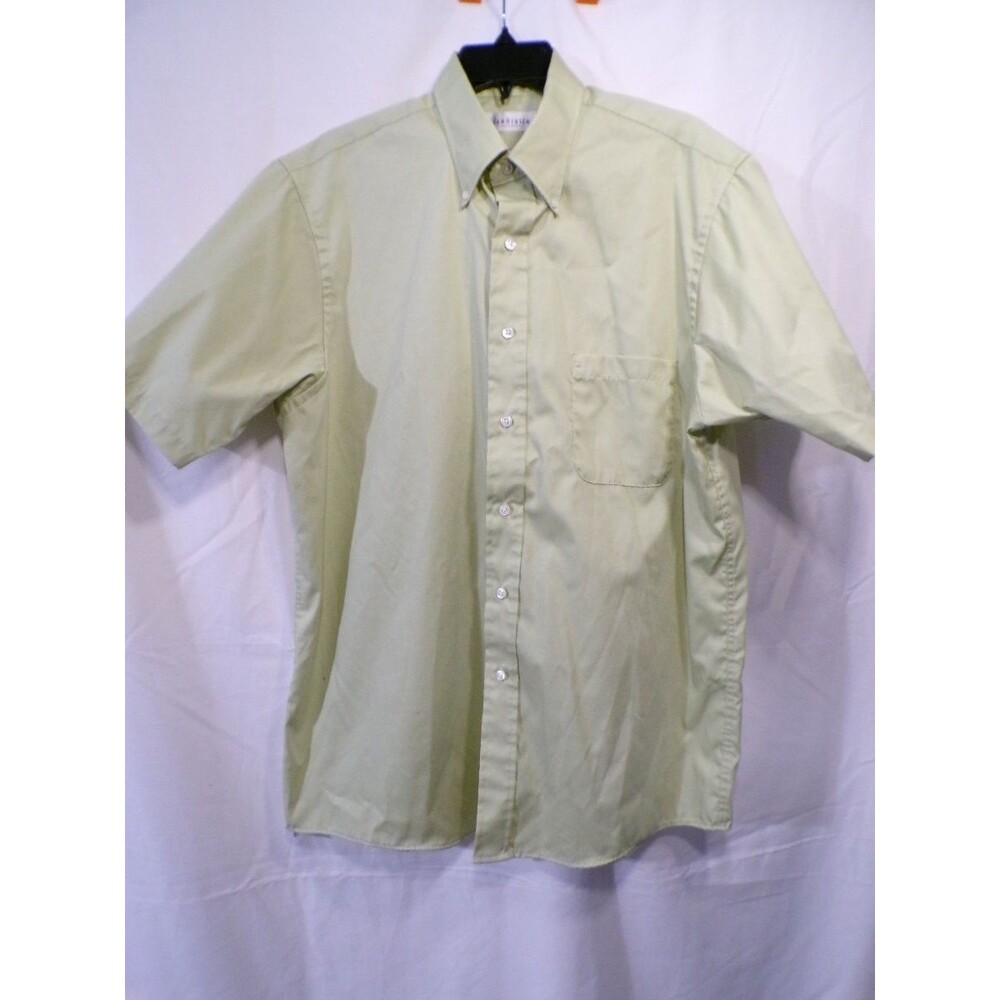 Van Heusen Men's Short Sleeve Casual Button Down Shirt Large Green